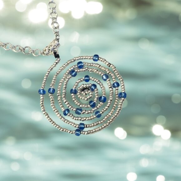 Spiral Hand Beaded Woven Necklace - Picture 1 of 5